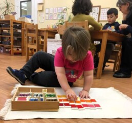 Lyonsgate Montessori student working with the Colour Box material.