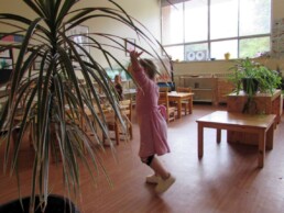 Lyonsgate Montessori Toddler student dancing to a class sing-a-long.
