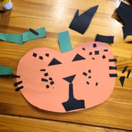 Lyonsgate Montessori elementary students made a cut & paste Halloween cat.