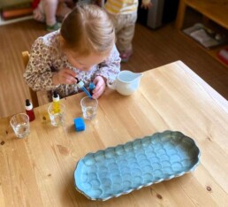 Lyonsgate Montessori student working on the Colour Mixing activity.