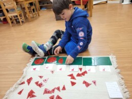Lyonsgate Montessori student learning about fractions.