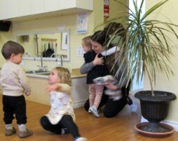 Morning hugs in the Lyonsgate Montessori Toddler classroom.
