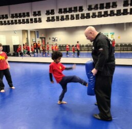 Lyonsgate Montessori Elementary students at their martial arts phys. ed. experience.
