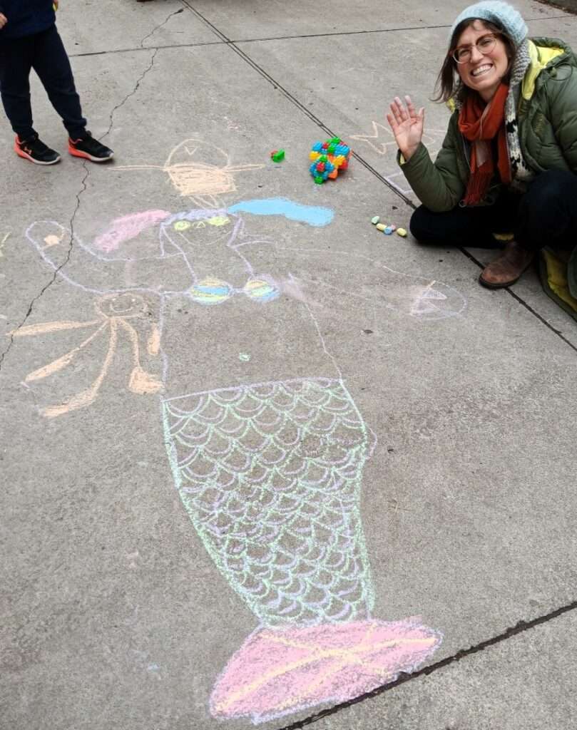 Ms. Stef Goruk, top right, with a picture of what the Casa students think she would look like if she was a mermaid.