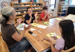 Lyonsgate Montessori School Elementary French class in action.