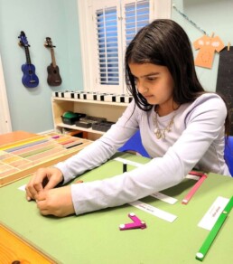 Lyonsgate Montessori School Elementary student reviewing different types of angles.