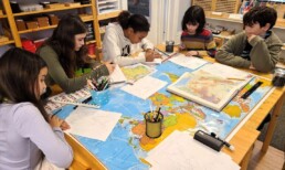 Lyonsgate Montessori School Elementary students mapping the migration of languages.