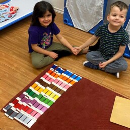 These Lyonsgate Montessori School Casa students worked together to complete the Montessori Colour Box 3 material.