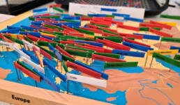 A Lyonsgate Montessori School Elementary student has worked to master the Montessori Pin Map of Europe.
