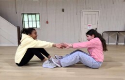 Lyonsgate Montessori School Elementary students created their own winter Olympic games, and made sure to warm up before the athletics began.