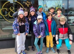Lyonsgate Montessori School Elementary students on a student-organized a community outing to the Crown and Press Gallery and Cafe.