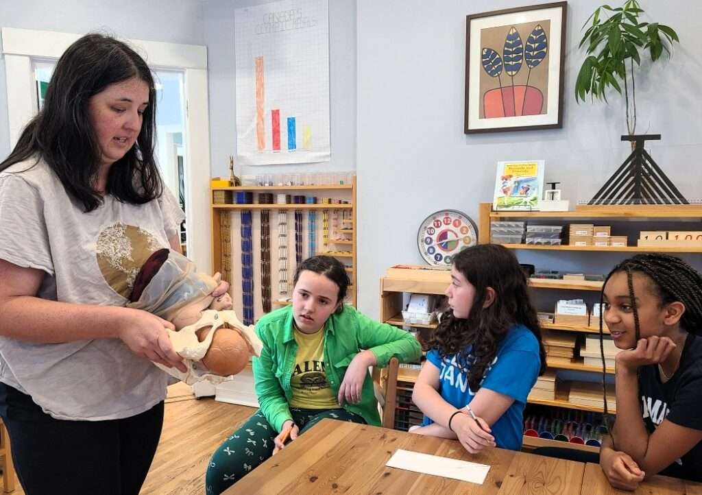 Lyonsgate Montessori School Elementary students learning about human conception, gestation, and birth from a Lyonsgate parent expert.