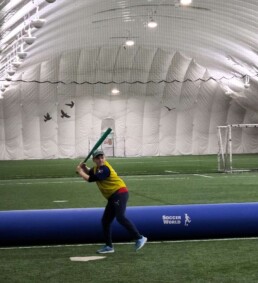 Lyonsgate Montessori School Elementary students are enjoying baseball phys. ed. at Soccer World.