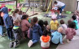 Lyonsgate Montessori School's Casa South class made and erupted a volcano this week and all of the Casa and Toddler students came outside to watch.