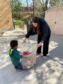 Lyonsgate Montessori School Toddler students got together for an Earth Day clean-up.