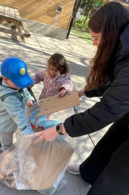 Lyonsgate Montessori School Toddler students got together for an Earth Day clean-up.